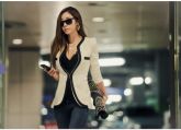 Blazer Branco detalhe Preto