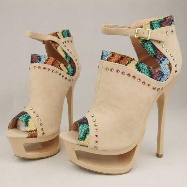 Open Toe Plataforma Bege