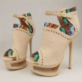 Open Toe Plataforma Bege