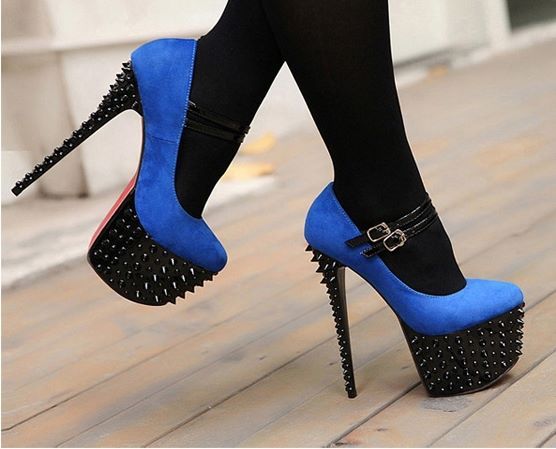 Sapato Salto Spike Azul