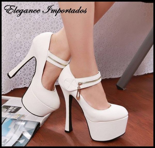 SAPATO RETRÔ ZIPER BRANCO